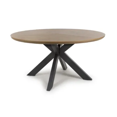 Rustic Oak Wooden Top Large Round 150cm Dining Table