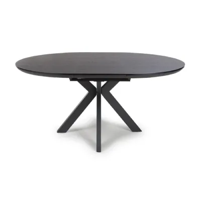 Black Ash Extending Round to Oval Dining Table 120 to 160cm