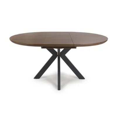 Smoked Oak Extending Round to Oval Dining Table 120 to 160cm