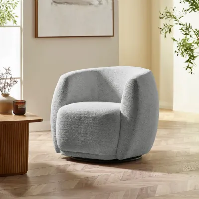 Bowline Grey Chenille Upholstered Swivel Accent Chair