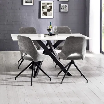 Bradley White Marble Dining Table