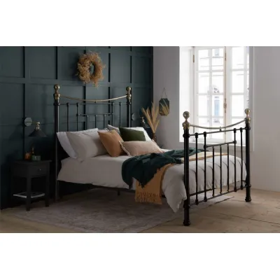 Black Metal Double High Footend Bed Brushed Detail
