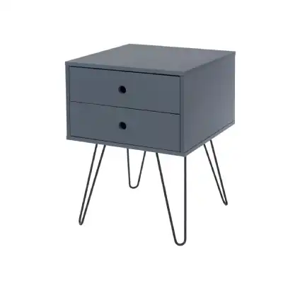 telford, metal leg 2 drawer bedside cabinet