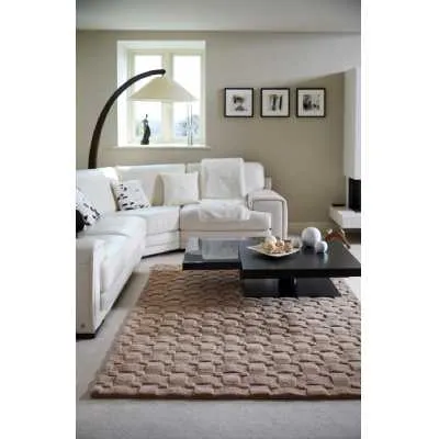 Origins Hand Tufted Basket Weave Pure Wool 3D Blush Rectangular Floor Rug 120x170cm