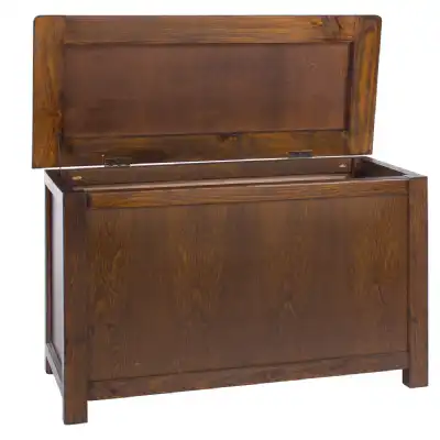 Dark Wood Ottoman Blanket Toy Storage Box