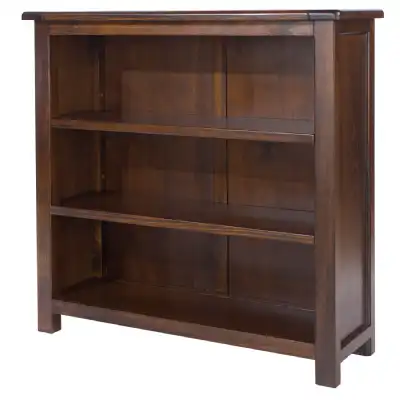 Dark Wood Low Square Bookcase 90cm Wide