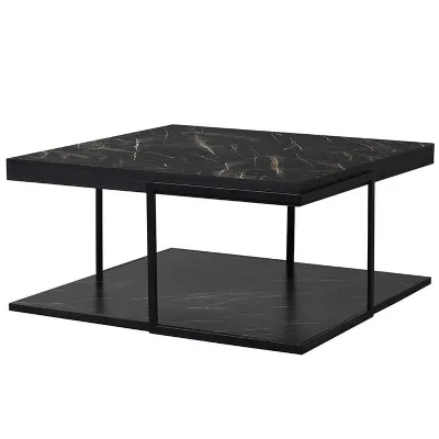 Faux Black Marble Coffee Table Square