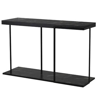 Modern Faux Black Marble Entry Hall Console Table