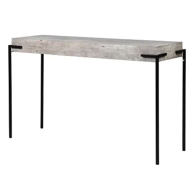 Modern Concrete Look Console Table With Black Metal Legs