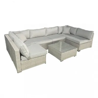 Grey Rattan Outdoor Corner Garden Sofa Set with Coffee Table