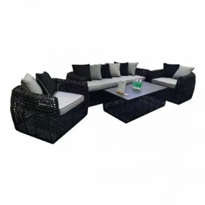 Aluminium Rattan 3 Seater Lounge Set Grey