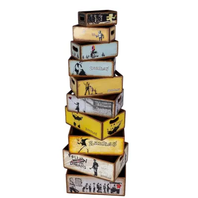 Set of 10 Rectangular Boxes Banksy Urban Art