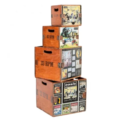 Set of 4 Record Boxes Oasis