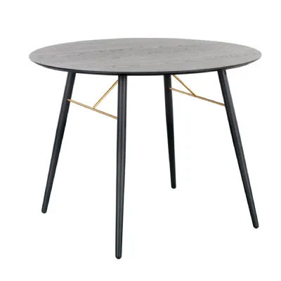 Black Oak Melamine Top 100cm Dining Table Metal Base