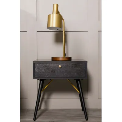 Barcelona Bedside Table 1 Drawer Black and Copper