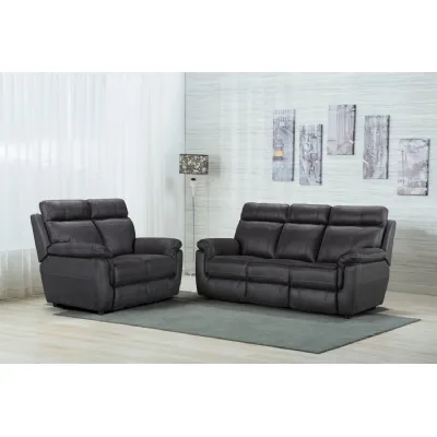 Dark Grey Fabric 3 Seater Sofa with Cushioned Headrest