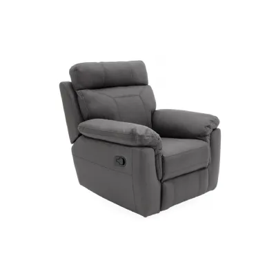 Grey Fabric Manual Recliner Chair with Cushioned Headrest