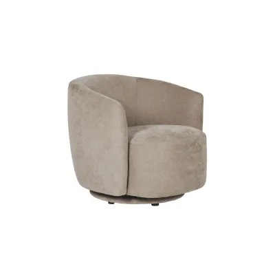 Natural Chenille Fabric Swivel Accent Chair