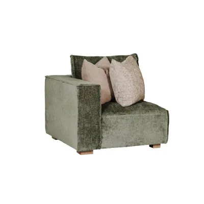 Green Fabric Modular Armchair LHF with 2 Scatter Cushions