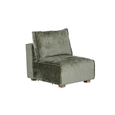 Olive Green Chenille Fabric Modular Armless Sofa