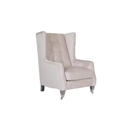 Mink Velvet Fabric High Back Wing Chair