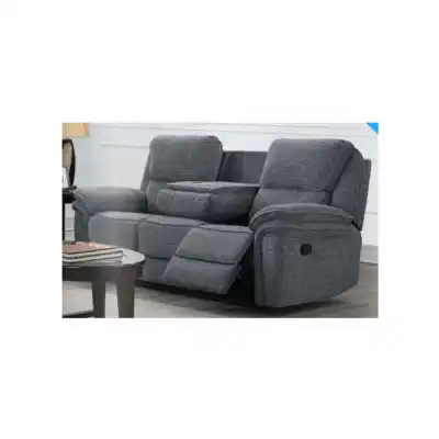 Belair Grey Fabric 3 Seater Recliner Sofa with Fold Down Console