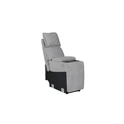 Greige Fabric Console Sectional with Wireless Charging Pad