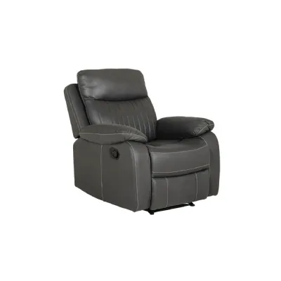 Dark Grey Leather Manual Recliner Chair