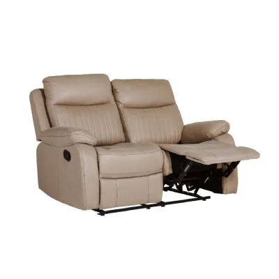 Light Brown Fabric 2 Seater Manual Recliner Sofa
