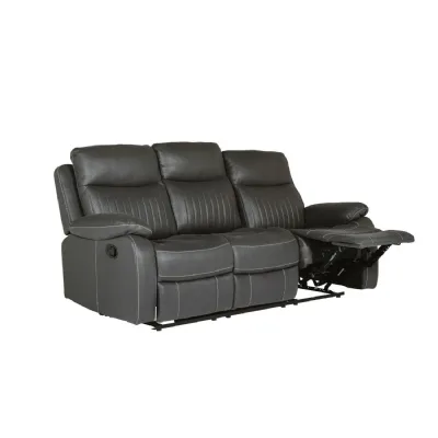 Dark Grey Fabric 3 Seater Manual Recliner Sofa