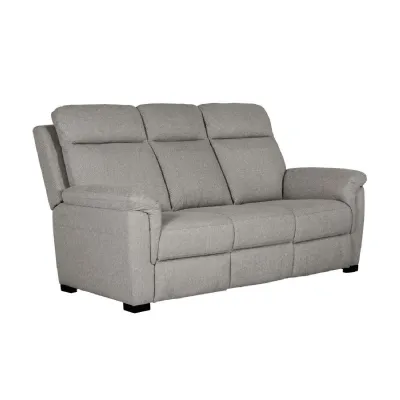Grey Fabric 3 Seater Standard Back Sofa Cushioned Headrest