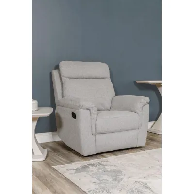 Grey Fabric Manual Recliner with Padded Arms