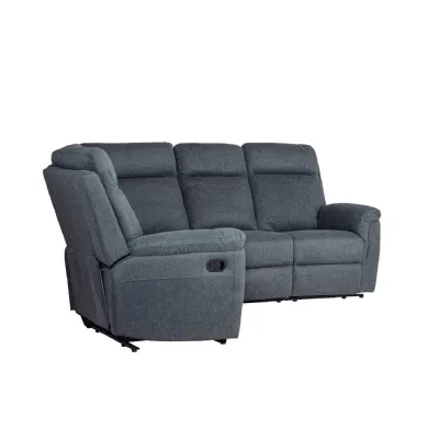 Azul Grey Fabric 4 Piece Large Manual Corner Recliner Sofa