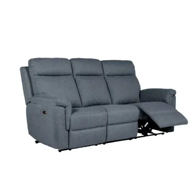 Azul Grey Textured Fabric 3 Seater Electric Recliner Sofa