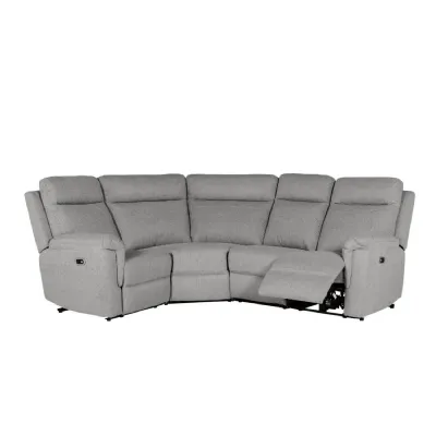Grey Textured Fabric Electric Recliner Corner Group Sofa
