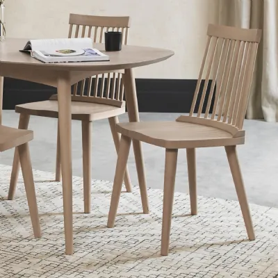 Light Oak Curved Slat Back Kitchen Dining Chair
