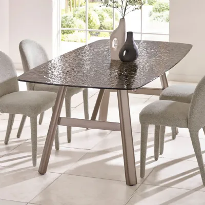 Callisto 200cm Rectangular Smoked Bubble Glass Dining Table