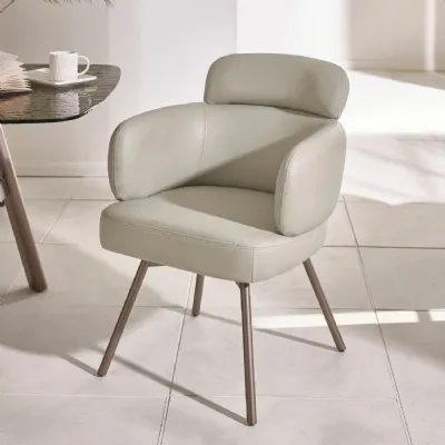 Set of 2 Callisto Beige Faux Leather Swivel Dining Chairs