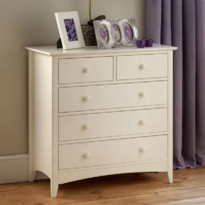 Classic Style White Lacquered Finish 2 Over 3 Drawer Chest