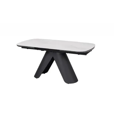 Modern White Ceramic Rectangular Extending 8 Seater Dining Table