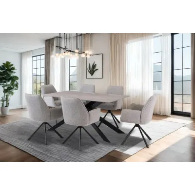 Grey Marble Effect Dining Table Cross Metal Legs 1.6m