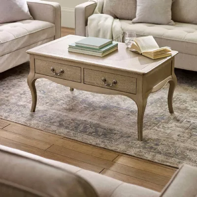 Camille French Style Rectangular Coffee Table Limed Oak