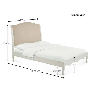 Camille French Style Bed Frame Ivory Oatmeal Linen, Super King
