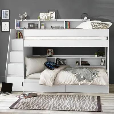 Camelot Staircase Bunk All White