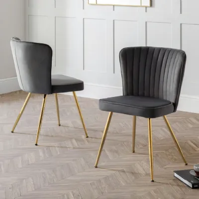 Set Of 2 Cannes Dining Chairs Grey