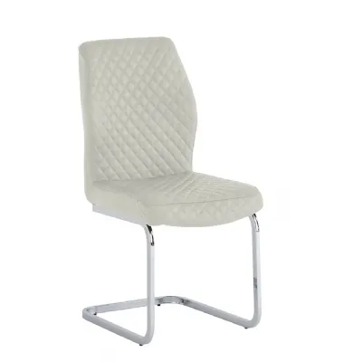 Stone Grey Leather Effect Dining Chair Cantilever Base