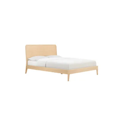 Brown Oak 6ft Super King Size Bed Rattan Headboard