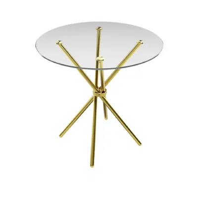 Casa Round Glass Dining Table With Gold Base