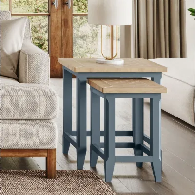Signature Blue Nest of Two Tables