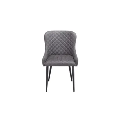 Modern Vintage Grey Fabric Upholstered Dining Chair with Quilted Backrest